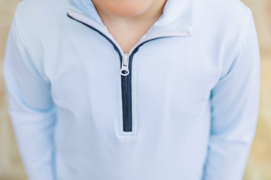 Evan Pullover Pant Set- Mini Blue Gingham