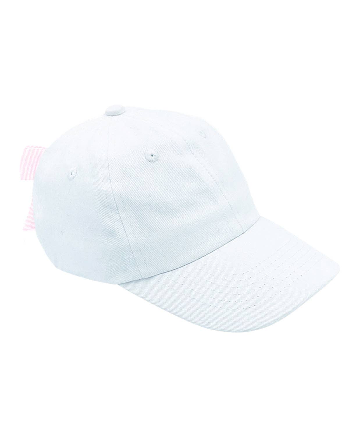 Bow Baseball Hat in White with Pink Bow (Youth)