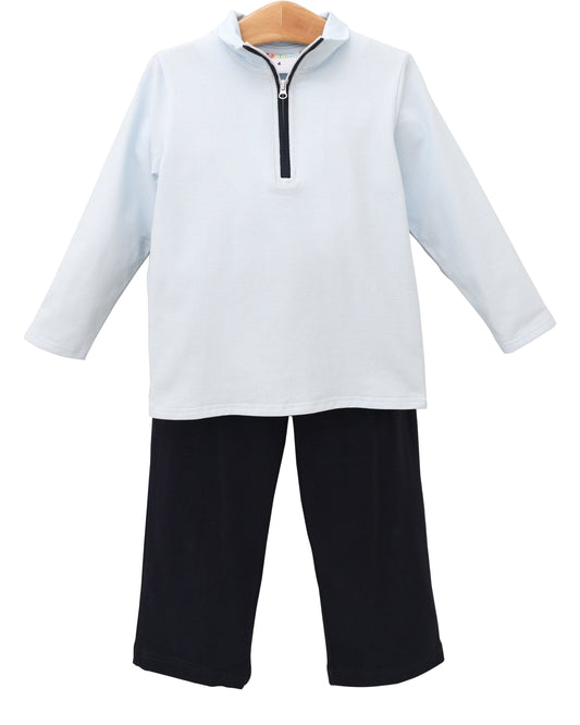 Evan Pullover Pant Set- Mini Blue Gingham