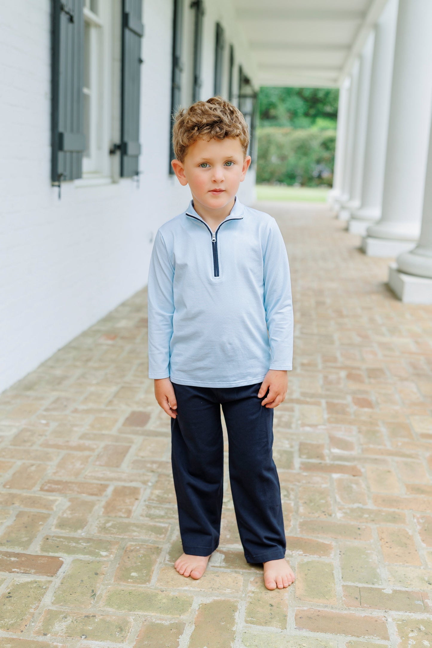 Evan Pullover Pant Set- Mini Blue Gingham