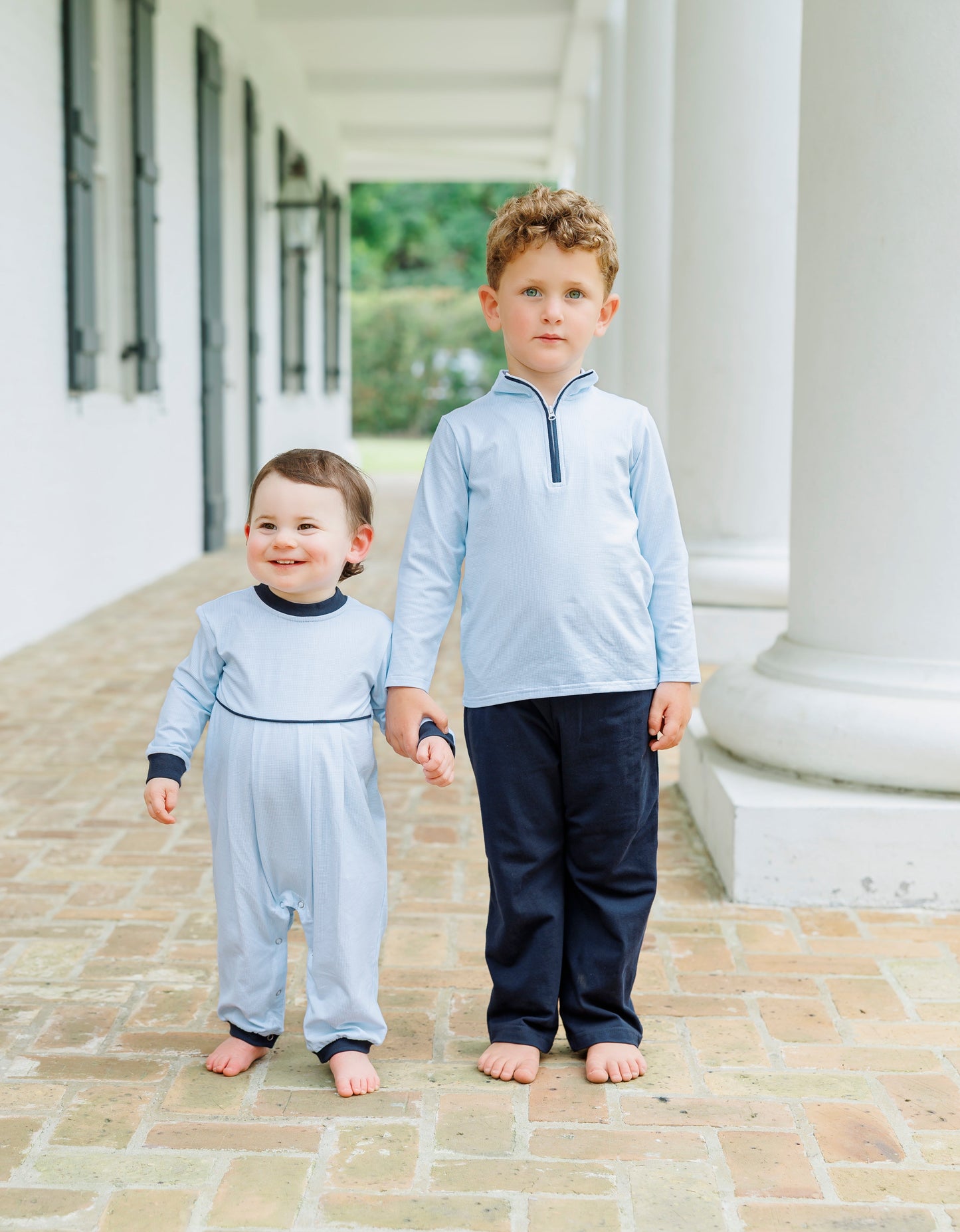 Evan Pullover Pant Set- Mini Blue Gingham