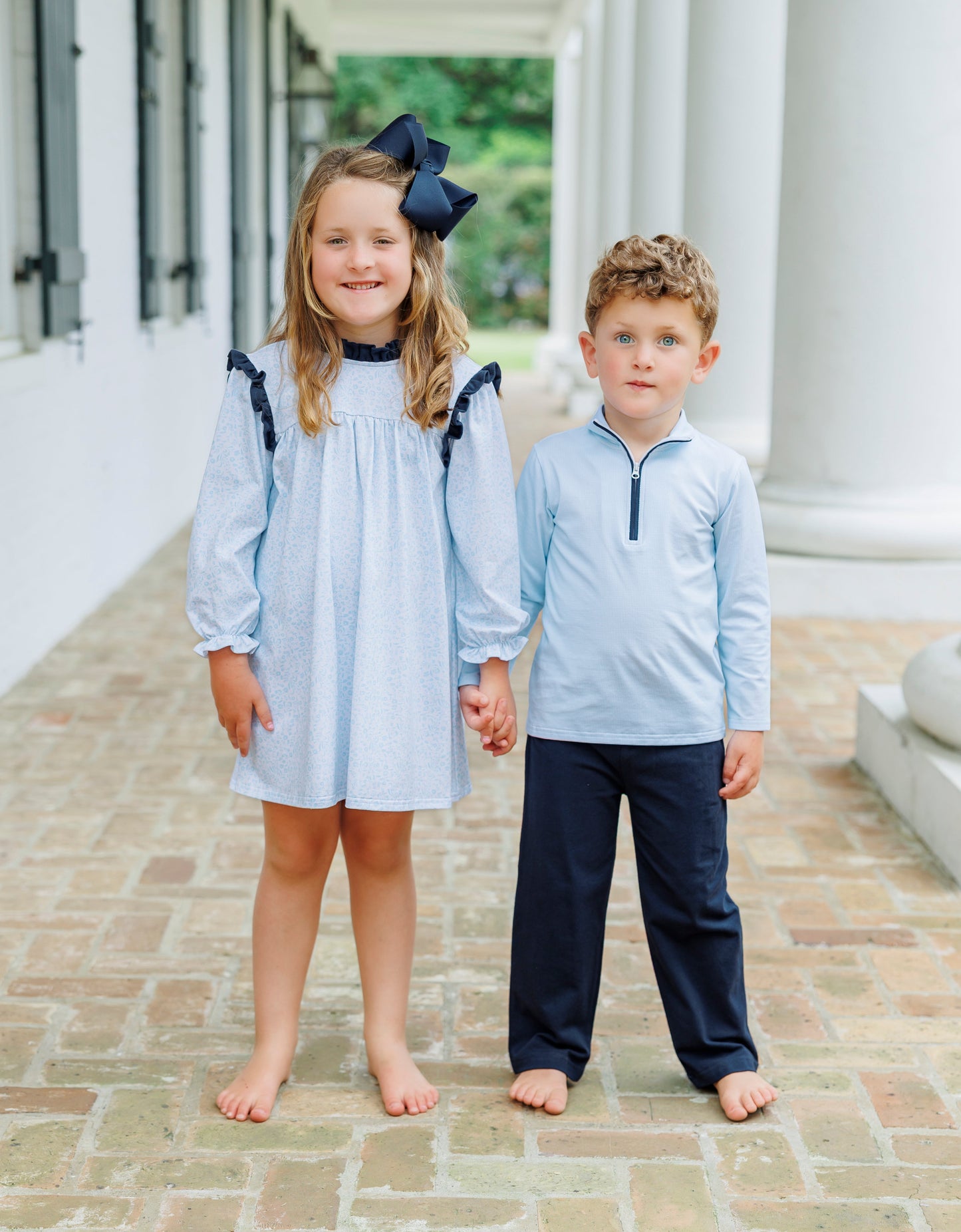 Evan Pullover Pant Set- Mini Blue Gingham