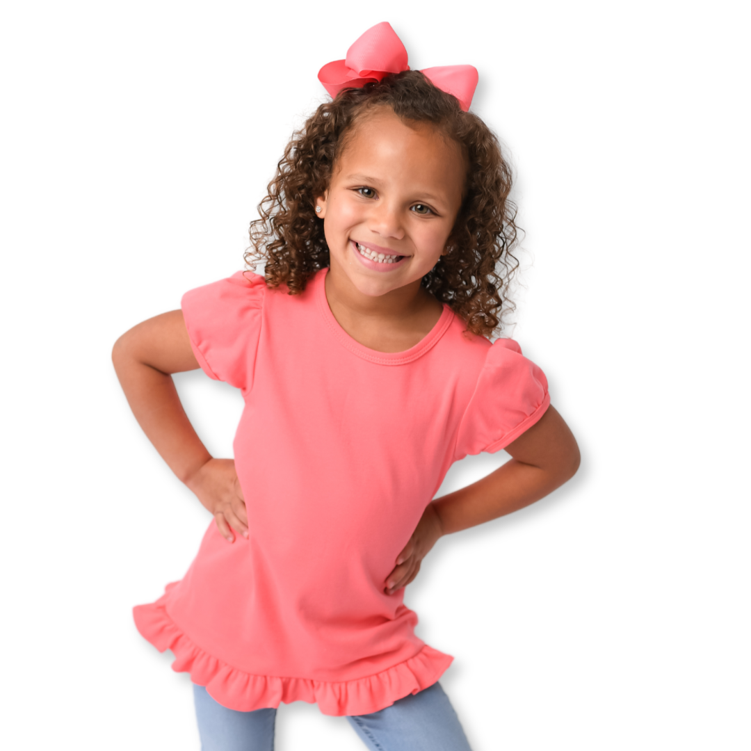 Girl's Short Sleeve Ruffle Tee Shirt