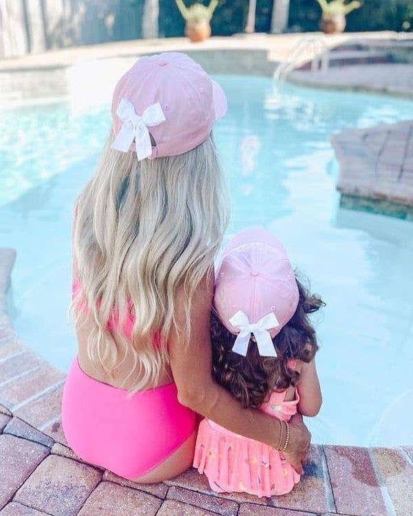 Bow Baseball Hat in Pink (Adult)